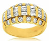 ESTATE WIDE 2.23CT ROUND & BAGUETTE DIAMOND 14KT YELLOW GOLD 3D ANNIVERSARY RING