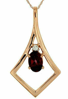 .62CT DIAMOND & AAA RHODOLITE 14KT ROSE GOLD TEAR DROP SQUARE FLOATING PENDANT