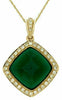 ESTATE .24CT DIAMOND & AAA AGATE 14KT YELLOW GOLD 3D SQUARE HALO FUN PENDANT