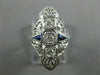 ANTIQUE LARGE .36CT DIAMOND & AAA SAPPHIRE 18KT WHITE GOLD FILIGREE RING #26678