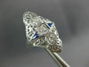 ANTIQUE LARGE .36CT DIAMOND & AAA SAPPHIRE 18KT WHITE GOLD FILIGREE RING #26678