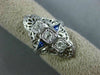 ANTIQUE LARGE .36CT DIAMOND & AAA SAPPHIRE 18KT WHITE GOLD FILIGREE RING #26678