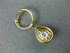 LARGE 1.0CT DIAMOND 14KT 2 TONE GOLD PEAR SHAPE CLUSTER HUGGIE HANGING EARRINGS
