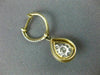 LARGE 1.0CT DIAMOND 14KT 2 TONE GOLD PEAR SHAPE CLUSTER HUGGIE HANGING EARRINGS