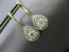 LARGE 1.0CT DIAMOND 14KT 2 TONE GOLD PEAR SHAPE CLUSTER HUGGIE HANGING EARRINGS