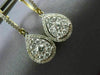 LARGE 1.0CT DIAMOND 14KT 2 TONE GOLD PEAR SHAPE CLUSTER HUGGIE HANGING EARRINGS