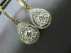 LARGE 1.0CT DIAMOND 14KT 2 TONE GOLD PEAR SHAPE CLUSTER HUGGIE HANGING EARRINGS