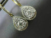 LARGE 1.0CT DIAMOND 14KT 2 TONE GOLD PEAR SHAPE CLUSTER HUGGIE HANGING EARRINGS