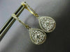 LARGE 1.0CT DIAMOND 14KT 2 TONE GOLD PEAR SHAPE CLUSTER HUGGIE HANGING EARRINGS