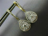 LARGE 1.0CT DIAMOND 14KT 2 TONE GOLD PEAR SHAPE CLUSTER HUGGIE HANGING EARRINGS