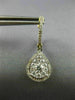 LARGE 1.0CT DIAMOND 14KT 2 TONE GOLD PEAR SHAPE CLUSTER HUGGIE HANGING EARRINGS
