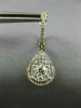 LARGE 1.0CT DIAMOND 14KT 2 TONE GOLD PEAR SHAPE CLUSTER HUGGIE HANGING EARRINGS