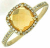 1.55CT DIAMOND & AAA CITRINE 14KT YELLOW GOLD 3D CUSHION CLASSIC HALO FUN RING