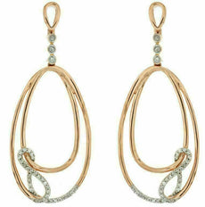 ESTATE .25CT DIAMOND 14KT ROSE GOLD CLASSIC OVAL INFINITY LOVE HANGING EARRINGS