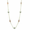 LARGE 14.32CT AAA WHITE TOPAZ ROSE QUARTZ & PEARL 14KT YELLOW GOLD LEAF NECKLACE