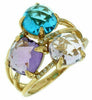 ESTATE 6.80CT DIAMOND & AAA MULTI GEM 14KT YELLOW GOLD 3D CRISS CROSS FUN RING