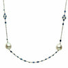 LARGE 5CT SAPPHIRE & SOUTH SEA PEARL 14K WHITE GOLD BY THE YARD TIN CUP NECKLACE