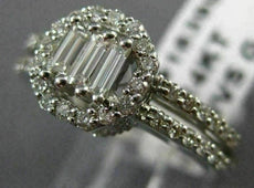 ANTIQUE .85CT DIAMOND 14KT WHITE GOLD 3D HALO OCTAGON FRIENDSHIP RING #16399