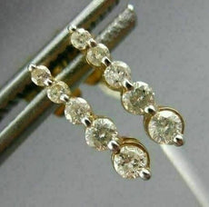 ESTATE SMALL .25CT ROUND DIAMOND 14K WHITE GOLD 5 STONE JOURNEY HANGING EARRINGS
