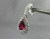 2.81CT DIAMOND & AAA RUBY 18KT WHITE GOLD 3D ROUND & PEAR SHAPE HANGING EARRINGS