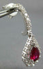 2.81CT DIAMOND & AAA RUBY 18KT WHITE GOLD 3D ROUND & PEAR SHAPE HANGING EARRINGS