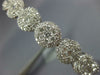 ESTATE WIDE 3.48CT DIAMOND 18KT WHITE GOLD 3D MULTI FLOWER HALO BANGLE BRACELET