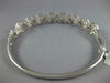 ESTATE WIDE 3.48CT DIAMOND 18KT WHITE GOLD 3D MULTI FLOWER HALO BANGLE BRACELET