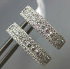 ESTATE WIDE .68CT DIAMOND 18KT WHITE GOLD 3D 3 ROW CLASSIC HUGGIE HOOP EARRINGS