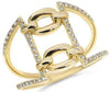 ESTATE WIDE .20CT DIAMOND 14KT YELLOW GOLD 3D TRIANGULAR OVAL LOVE RING