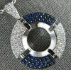 ESTATE LARGE 1.28CT DIAMOND & AAA SAPPHIRE 18KT WHITE GOLD CIRCULAR FUN PENDANT