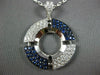 ESTATE LARGE 1.28CT DIAMOND & AAA SAPPHIRE 18KT WHITE GOLD CIRCULAR FUN PENDANT