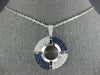 ESTATE LARGE 1.28CT DIAMOND & AAA SAPPHIRE 18KT WHITE GOLD CIRCULAR FUN PENDANT