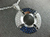 ESTATE LARGE 1.28CT DIAMOND & AAA SAPPHIRE 18KT WHITE GOLD CIRCULAR FUN PENDANT