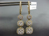 LARGE 1.93CT DIAMOND 18KT YELLOW GOLD 3D CLUSTER FLOWER JOURNEY HANGING EARRINGS