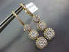 LARGE 1.93CT DIAMOND 18KT YELLOW GOLD 3D CLUSTER FLOWER JOURNEY HANGING EARRINGS