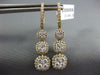 LARGE 1.93CT DIAMOND 18KT YELLOW GOLD 3D CLUSTER FLOWER JOURNEY HANGING EARRINGS