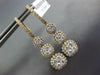 LARGE 1.93CT DIAMOND 18KT YELLOW GOLD 3D CLUSTER FLOWER JOURNEY HANGING EARRINGS
