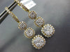 LARGE 1.93CT DIAMOND 18KT YELLOW GOLD 3D CLUSTER FLOWER JOURNEY HANGING EARRINGS