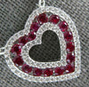 ESTATE 1.17CT DIAMOND & AAA RUBY 18KT WHITE GOLD 3D OPEN HEART LOVE PENDANT
