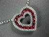 ESTATE 1.17CT DIAMOND & AAA RUBY 18KT WHITE GOLD 3D OPEN HEART LOVE PENDANT