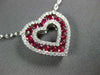 ESTATE 1.17CT DIAMOND & AAA RUBY 18KT WHITE GOLD 3D OPEN HEART LOVE PENDANT