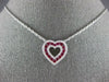 ESTATE 1.17CT DIAMOND & AAA RUBY 18KT WHITE GOLD 3D OPEN HEART LOVE PENDANT