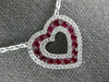 ESTATE 1.17CT DIAMOND & AAA RUBY 18KT WHITE GOLD 3D OPEN HEART LOVE PENDANT