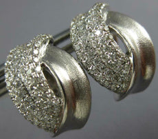 ESTATE .80CT DIAMOND 18KT WHITE GOLD 3D MULTI ROW MATTE & SHINY CLIP ON EARRINGS