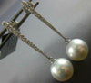 LARGE .43CT DIAMOND & AAA SOUTH SEA PEARL 18KT WHITE GOLD BAR HANGING EARRINGS