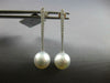 LARGE .43CT DIAMOND & AAA SOUTH SEA PEARL 18KT WHITE GOLD BAR HANGING EARRINGS