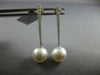 LARGE .43CT DIAMOND & AAA SOUTH SEA PEARL 18KT WHITE GOLD BAR HANGING EARRINGS