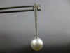 LARGE .43CT DIAMOND & AAA SOUTH SEA PEARL 18KT WHITE GOLD BAR HANGING EARRINGS