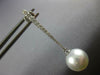LARGE .43CT DIAMOND & AAA SOUTH SEA PEARL 18KT WHITE GOLD BAR HANGING EARRINGS