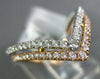 ESTATE LARGE .39CT DIAMOND 18KT WHITE & ROSE GOLD 3D V SHAPE STACKABLE FUN RING